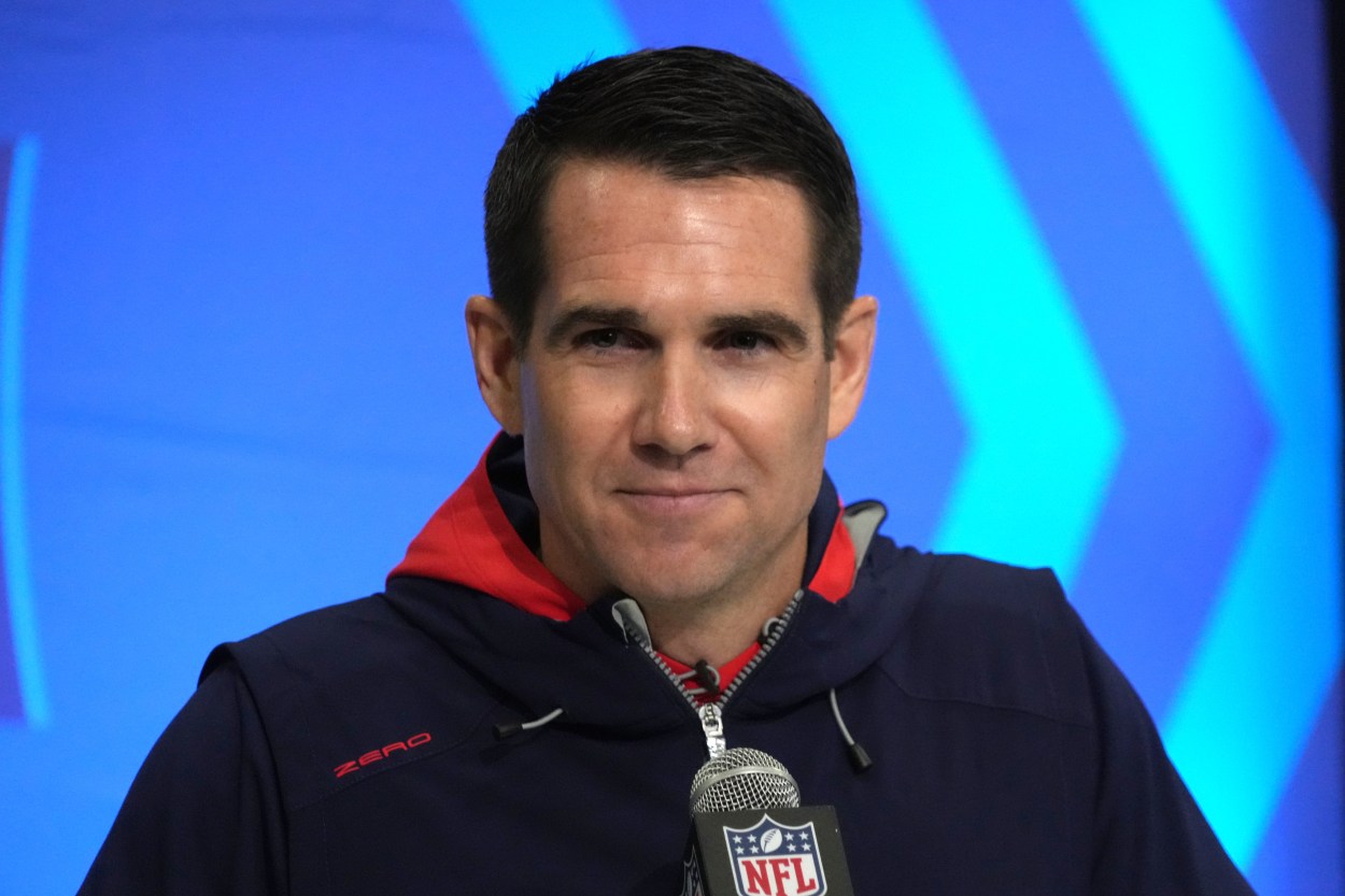 Feb 27, 2024; Indianapolis, IN, USA; New York Giants general manager Joe Schoen speaks during a press conference during the NFL Scouting Combine at Indiana Convention Center. Mandatory Credit: Kirby Lee-USA TODAY Sports