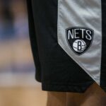 Nov 21, 2018; Dallas, TX, USA; A view of the team logo on the shorts of Brooklyn Nets forward Jared Dudley (6) as he warms up before the game against the Dallas Mavericks at the American Airlines Center. Mandatory Credit: Jerome Miron-USA TODAY Sports