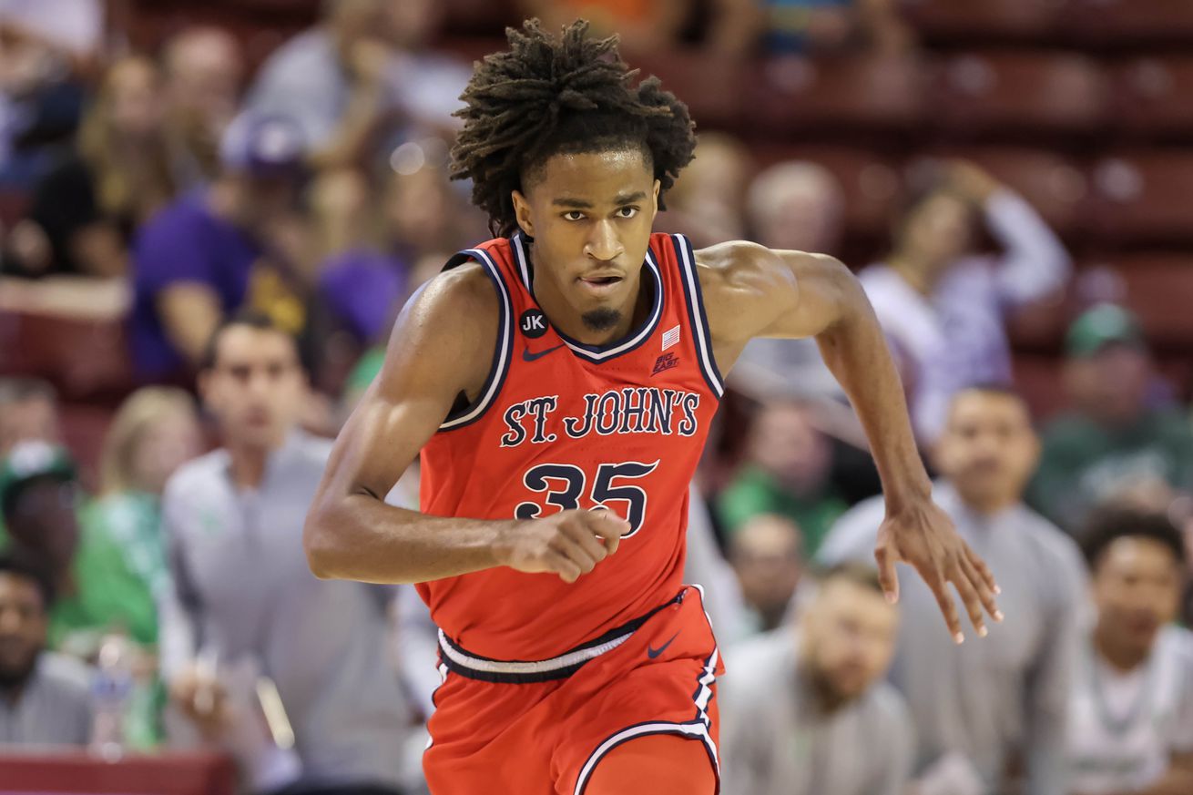 St. John’s Red Storm forward Glenn Taylor Jr. (35) runs down the court in the first half against the North Texas Mean Green at TD Arena. Mandatory Credit: David Yeazell