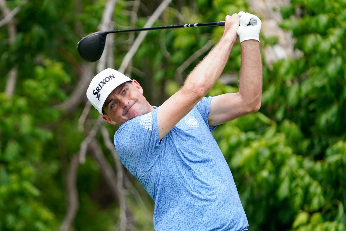 Keegan Bradley plays his shot from the sixth tee during the first round of the Charles Schwab Challenge golf tournament in Fort Worth, Texas on May 23, 2024. Mandatory Credit: Raymond Carlin III