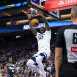 Minnesota Timberwolves forward Julius Randle (30) dunks the ball