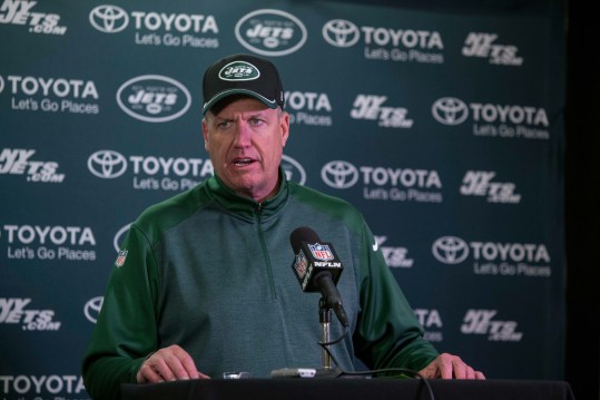 Dec 7, 2014; Minneapolis, MN, USA; New York Jets head coach Rex Ryan talks with the media after the game with the Minnesota Vikings at TCF Bank Stadium. The Vikings win 30-24. Mandatory Credit: Bruce Kluckhohn-Imagn Images