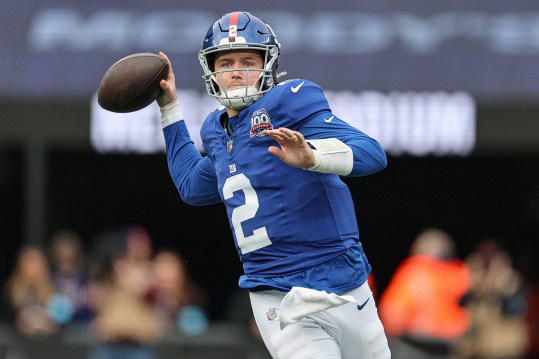 Dec 29, 2024; East Rutherford, New Jersey, USA; New York Giants quarterback Drew Lock (2) throws a pass during the first half against the Indianapolis Colts at MetLife Stadium. Mandatory Credit: Vincent Carchietta-Imagn Images