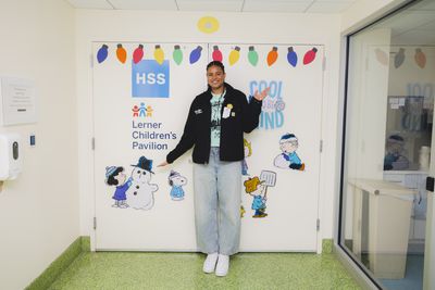 December 18th, 2024; New York Liberty athlete Nyara Sabally visits children at HSS during the Liberty’s Season of Giving campaign. (Photo by. Brandon Todd/New York Liberty)