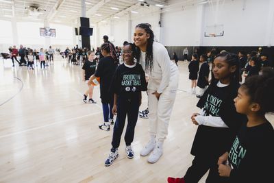 Nyara Sabally at NY Liberty Season of Giving basketball clinic.