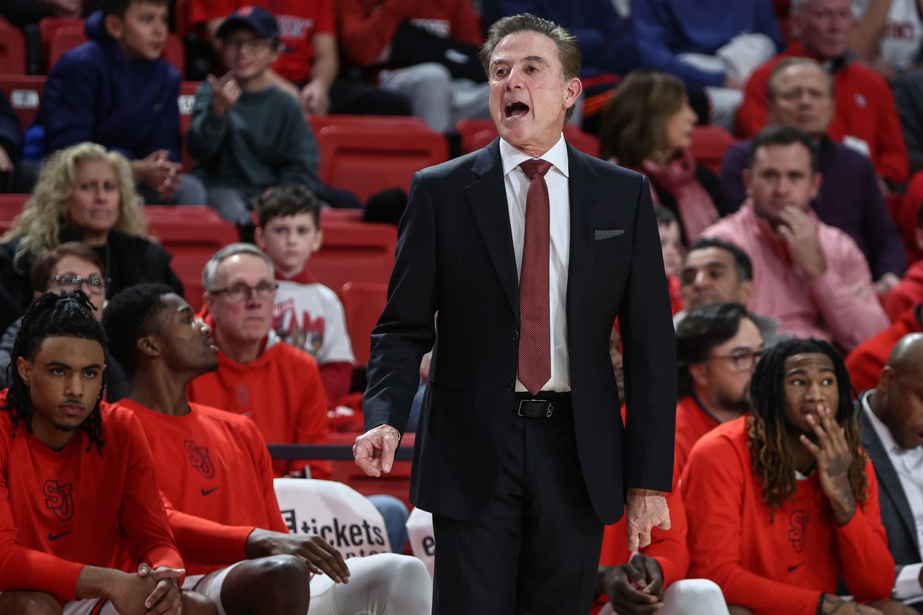 Nov 30, 2024; Queens, New York, USA; St. John’s Red Storm head coach Rick Pitino at Carnesecca Arena. Mandatory Credit: Wendell Cruz-Imagn Images