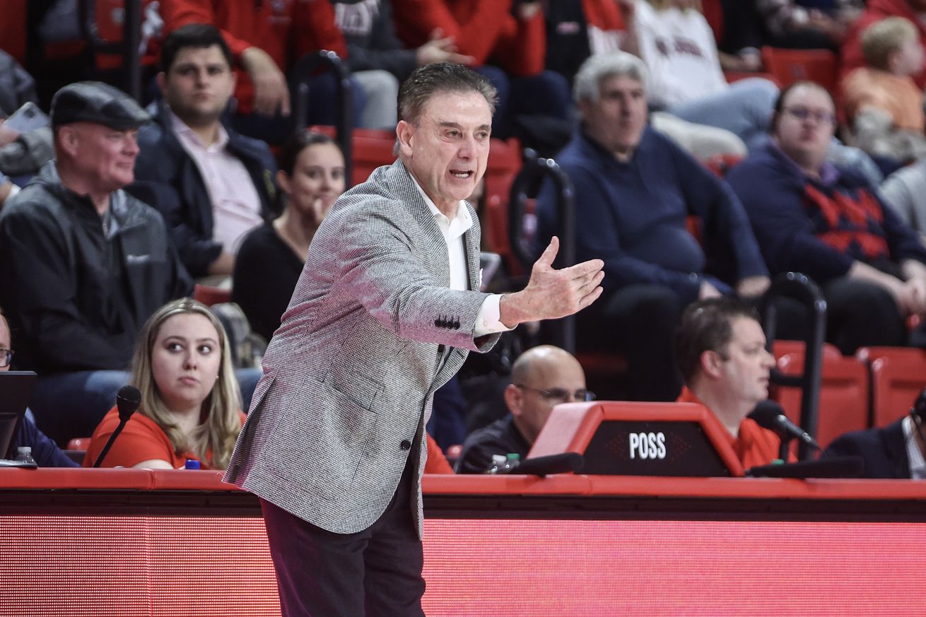 Dec 11, 2024; Queens, New York, USA; St. John’s Red Storm head coach Rick Pitino yells out instructions in the first half against the Bryant University Bulldogs at Carnesecca Arena. Mandatory Credit: Wendell Cruz-Imagn Images