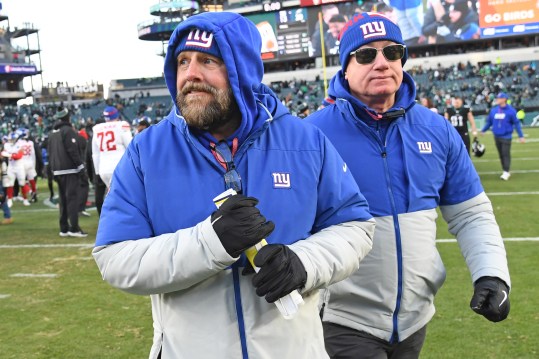 Jan 5, 2025; Philadelphia, Pennsylvania, USA; New York Giants head coach Brian Daboll walks off the field after loss to Philadelphia Eagles at Lincoln Financial Field. Mandatory Credit: Eric Hartline-Imagn Images