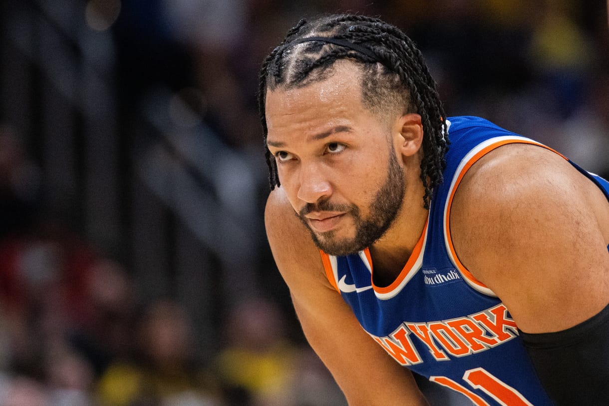 Nov 10, 2024; Indianapolis, Indiana, USA;  New York Knicks guard Jalen Brunson (11) in the second half against the Indiana Pacers at Gainbridge Fieldhouse. Mandatory Credit: Trevor Ruszkowski-Imagn Images