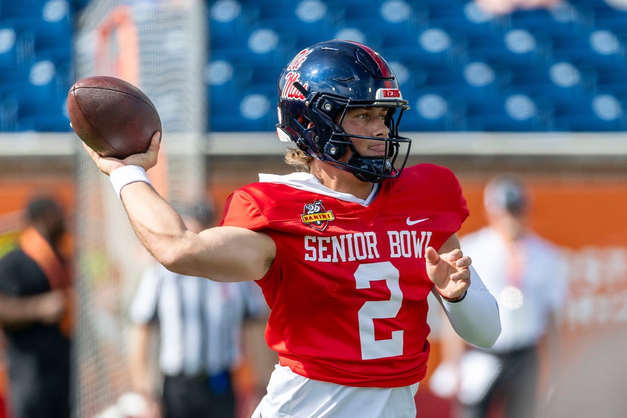 Jaxson Dart, Giants, 2025 NFL Draft, Senior Bowl