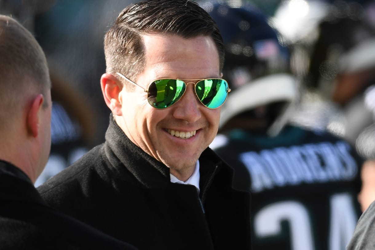 Jan 5, 2025; Philadelphia, Pennsylvania, USA; New York Giants general manager Joe Schoen before game against the Philadelphia Eagles at Lincoln Financial Field. Mandatory Credit: Eric Hartline-Imagn Images